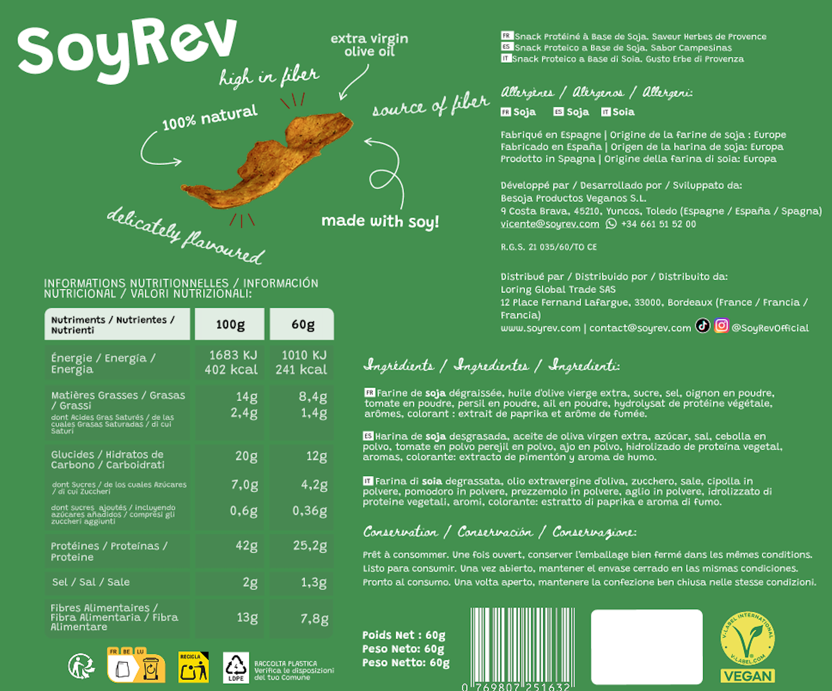 Pack 4 Saveurs - SoyRev - 42g de Protéines | Faible en glucides et lipides