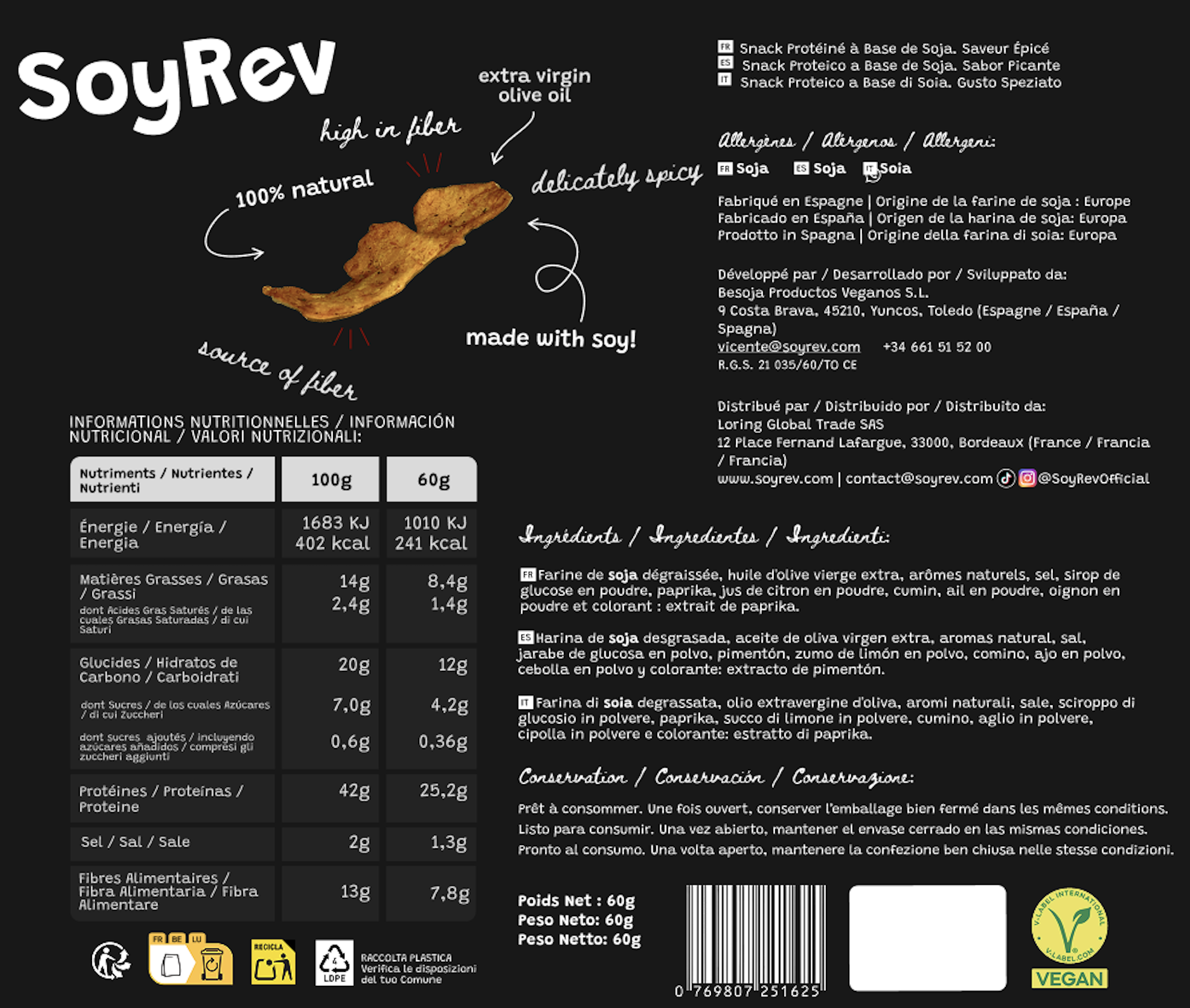 Pack 4 Saveurs - SoyRev - 42g de Protéines | Faible en glucides et lipides